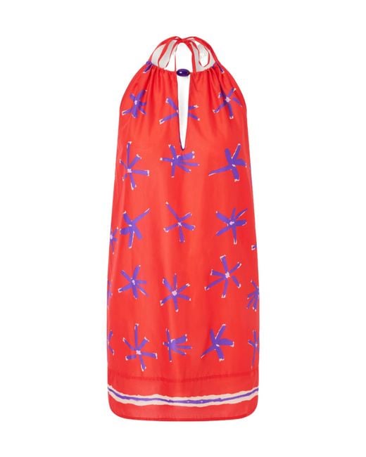 Staud Red Dani Printed Mini Dress