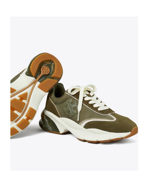 Tory Burch Green Logo-Patch Sneakers