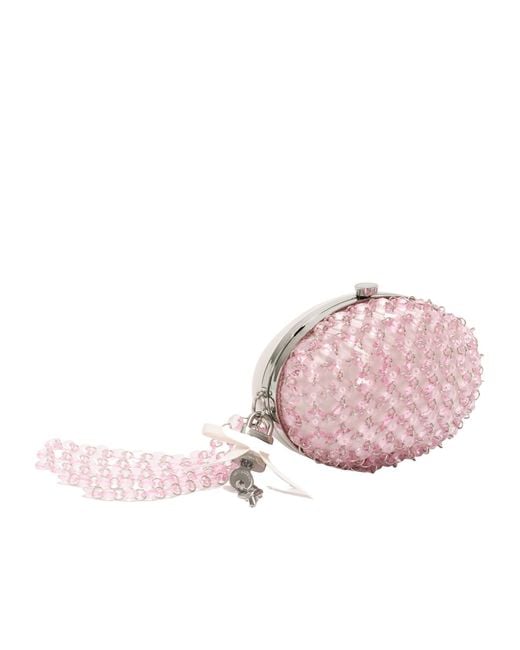 Self-Portrait Pink Crystal Chain Clutch Bag