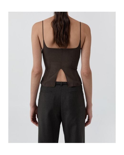 St. Agni Brown Stretch Silk Cami