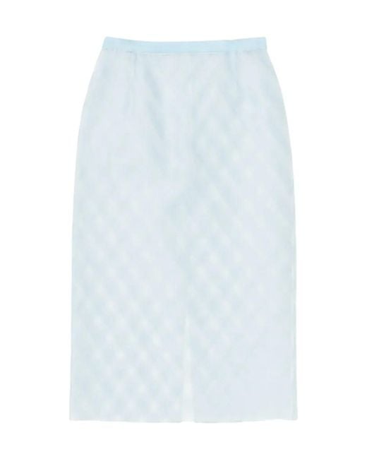 Auralee Blue Plaid Midi Skirt