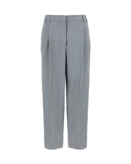 Brunello Cucinelli Gray Single-Breasted Buttoned Blazer Set