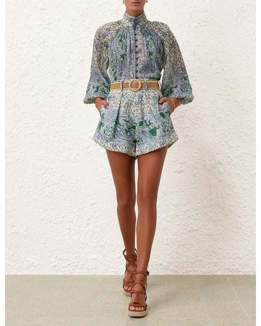 Zimmermann Green Belt-Loop Shorts