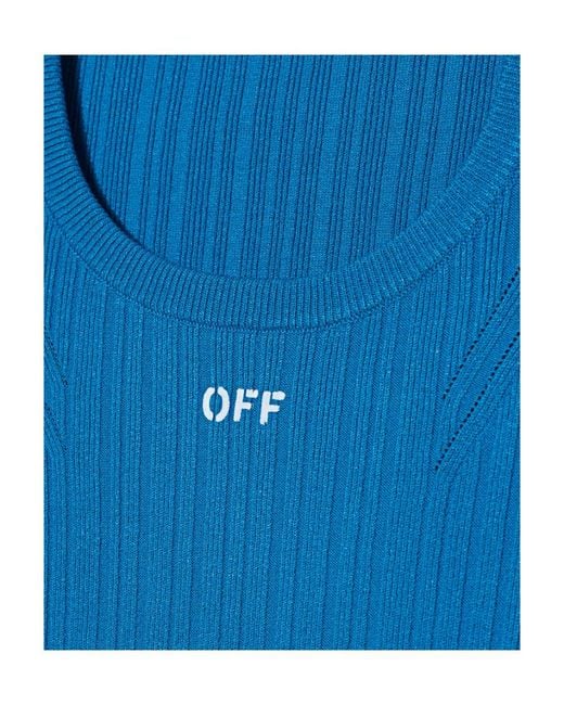 Off-White c/o Virgil Abloh Blue Logo-Print Knit Top