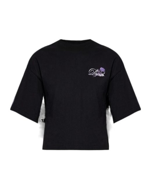 DIESEL Black T-Cropyn Floral-Print Cropped T-Shirt