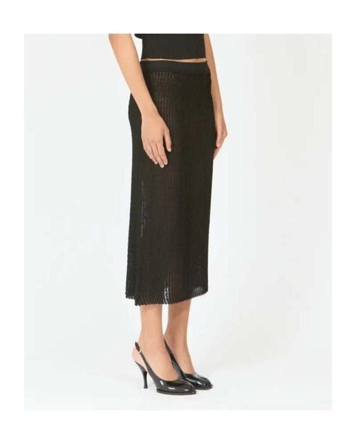 Maison Margiela Black Ribbed Knit Midi Skirt
