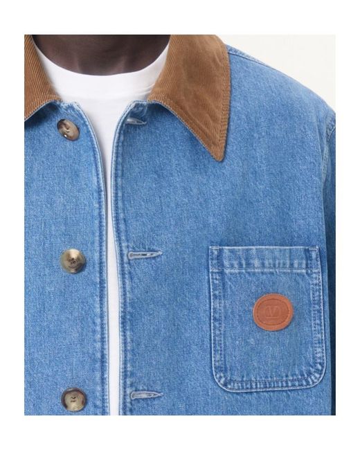 Valentino Blue Logo-Patch Denim Jacket for men