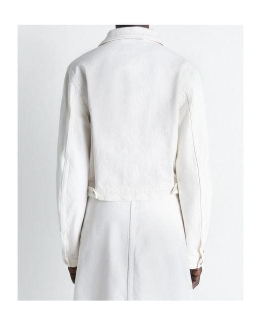Lemaire White Button-Up Cropped Denim Jacket