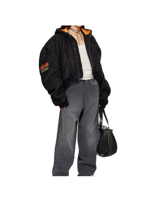 Lu'u Dan Black Patch Bomber Jacket for men