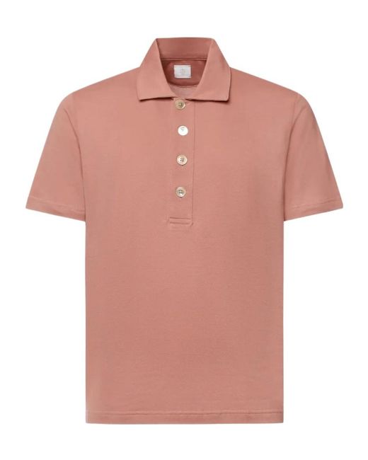 Eleventy Pink Button Polo Shirt for men