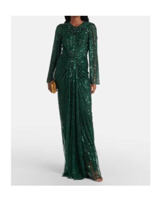 Jenny Packham Green Anja Sequined Gown