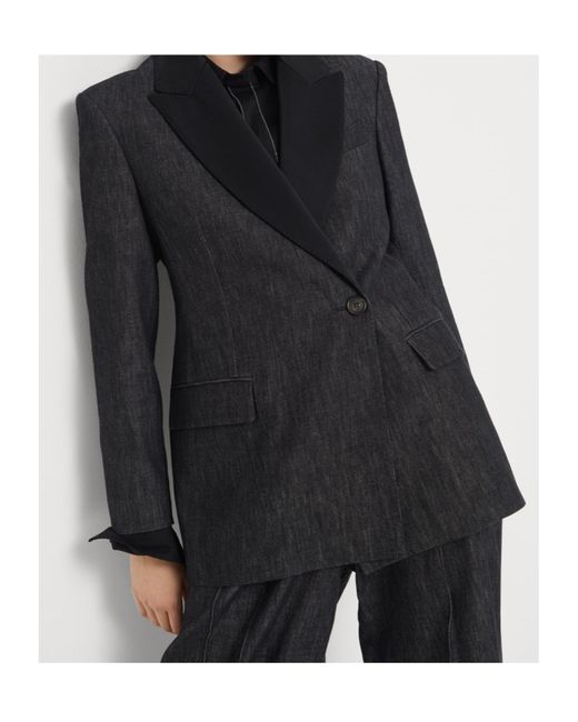 Brunello Cucinelli Black Double-Breasted Denim Blazer