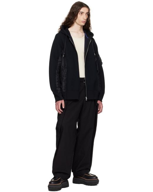 Sacai Black Belted Trousers for men