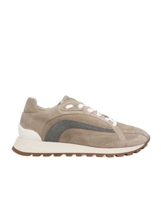 Brunello Cucinelli Gray Monili-Chain Detailed Sneakers