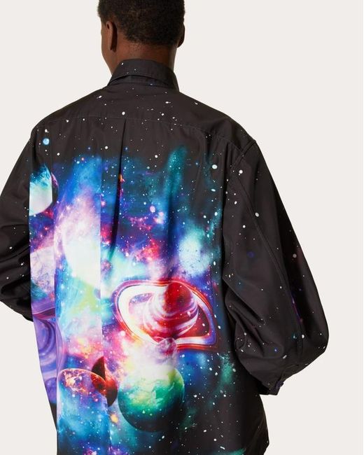 Valentino Gray Graphic-Print Long-Sleeve Shirt for men