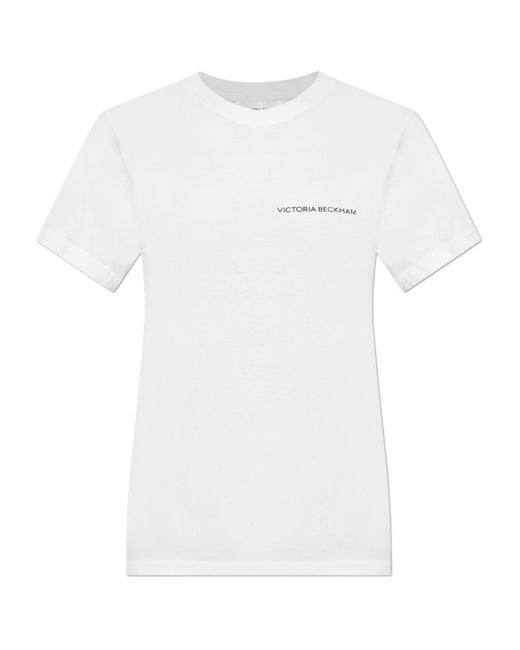 Victoria Beckham White Logo Printed Crewneck T-Shirt
