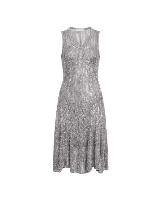 Alaïa Gray Sequined Fit-Flare Knit Mini Dress