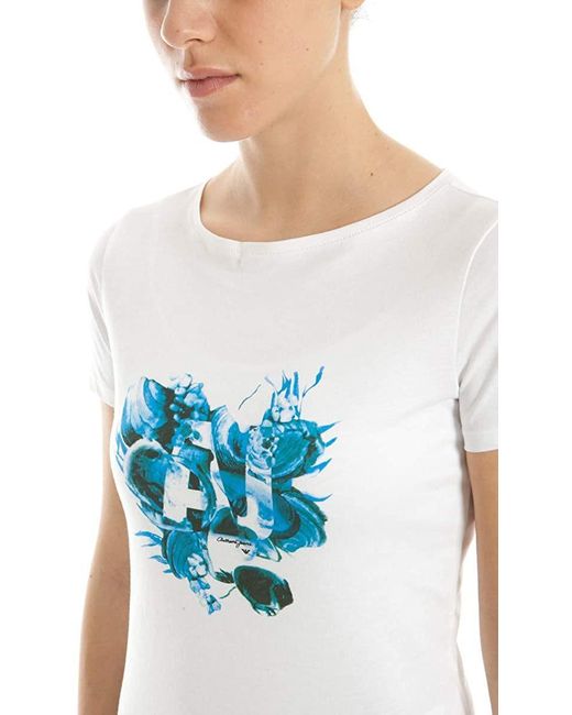 Armani Jeans White Floral Logo T-Shirt