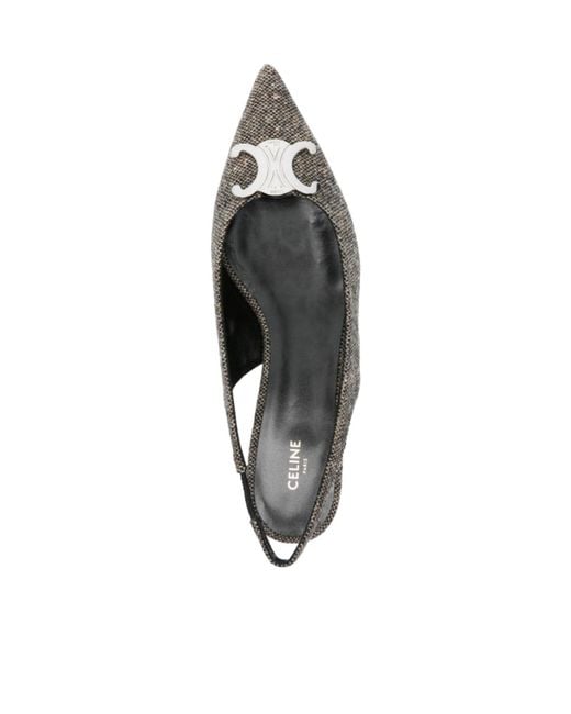 Céline Gray Pointed Flat Shoes