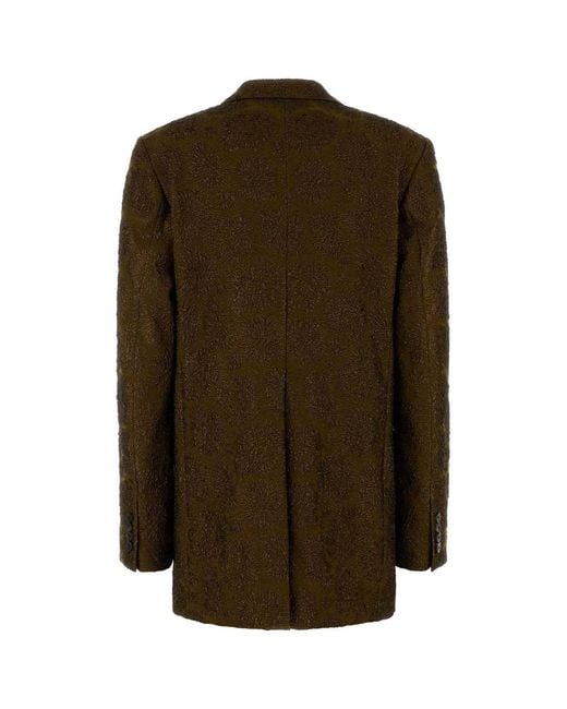 Dries Van Noten Green Single-Breasted Blazer