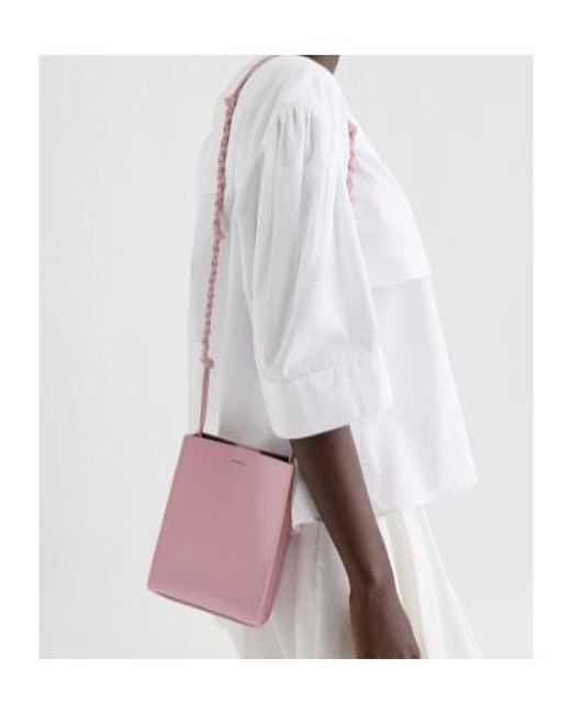 Jil Sander Pink Tangle Small Logo Embossed Crossbody Bag