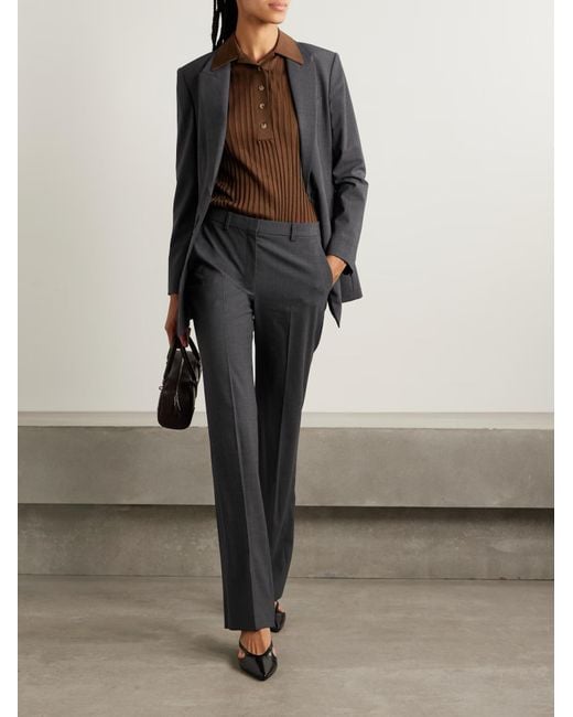 Theory Gray Straight-Leg Trousers