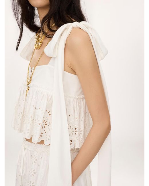 Chloé White Chloé Knotted-Strap Cropped Top
