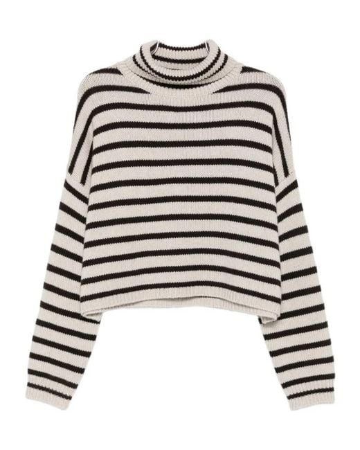 Lisa Yang Black Long-Sleeved Striped Sweater