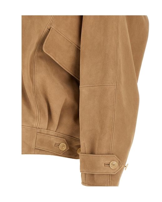 Auralee Brown Suede Bomber Jacket for men