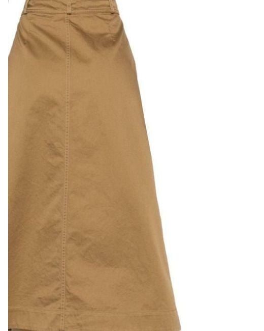 Saint Laurent Natural Twill Midi Skirt