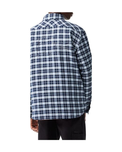 Lacoste Blue Plaid Button-Front Shirt for men