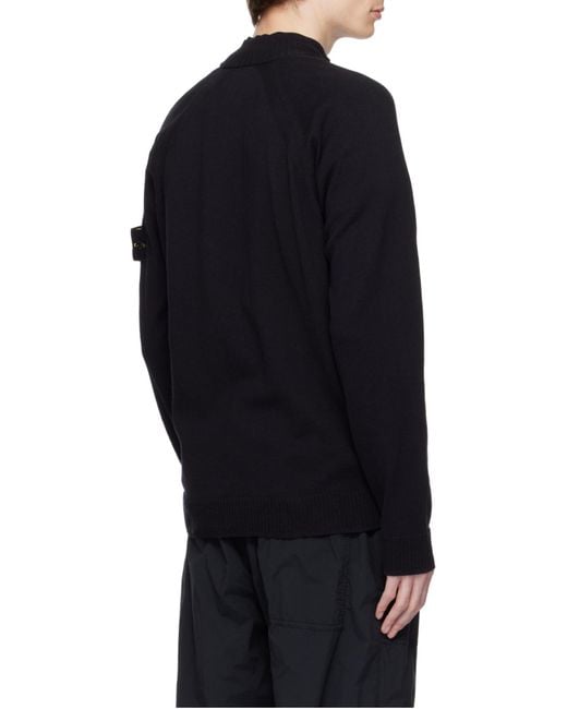 Stone Island Blue Logo Patch Zipped Knit Cardigan for men