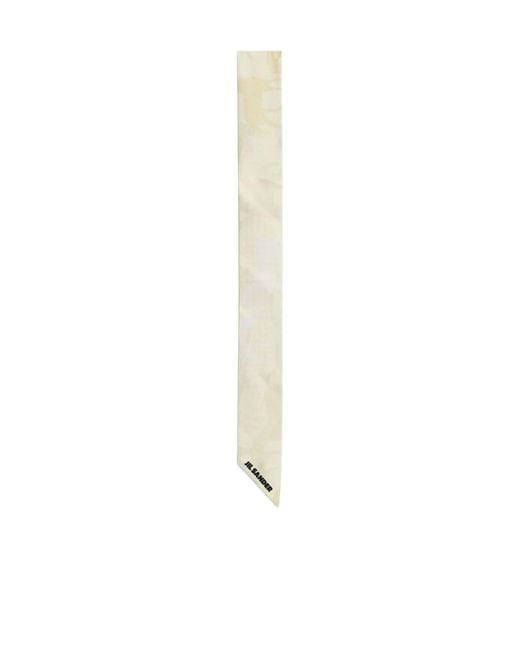 Jil Sander White Printed Silk Foulard