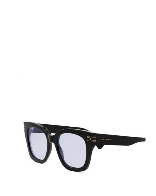 BVLGARI White Geometric Frame Sunglasses