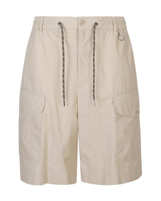 Moncler Natural Drawstring Cargo Shorts for men