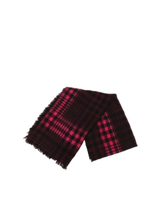 Faliero Sarti Red Checked Fringed-Edge Scarf