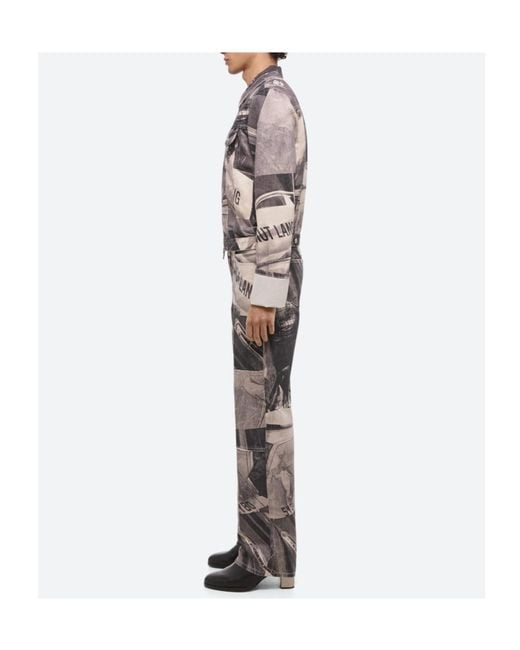 Helmut Lang Gray Car-Print Denim Shirt Jacket for men