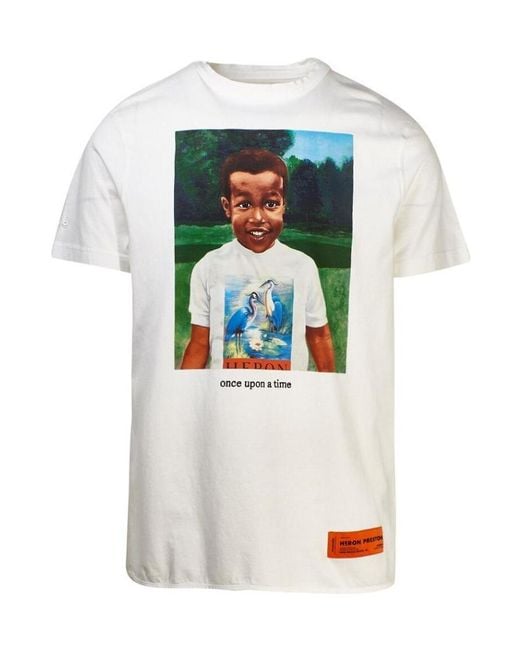 Heron Preston White Logo Printed T-Shirt for men