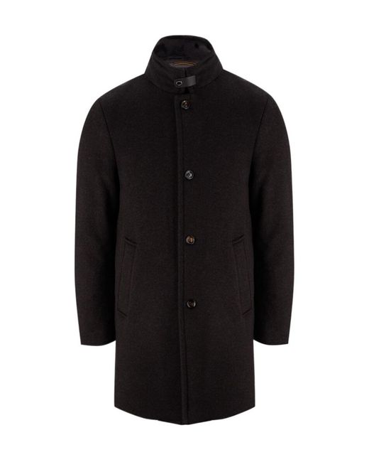 Moorer Black Single-Breasted Wool Coat for men