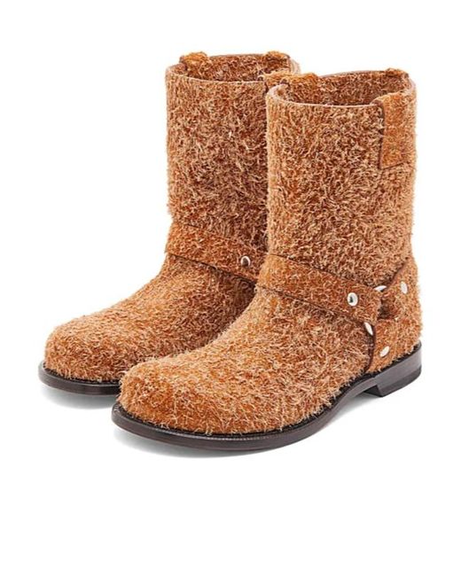 Loewe Brown Campo Biker Ankle Boots