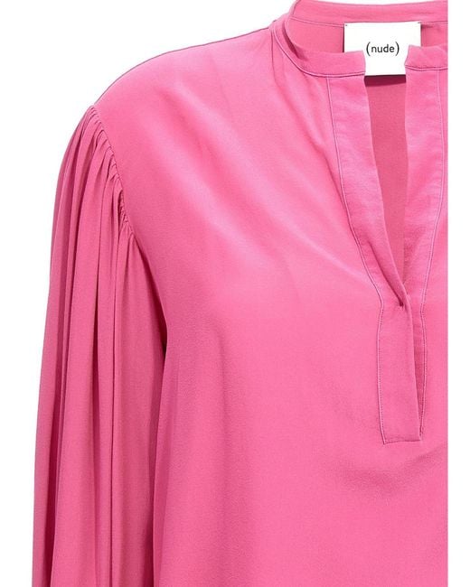 Nude Pink Elegant Bloshirt Top