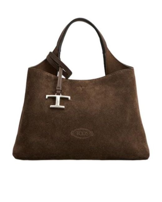 Tod's Brown Suede Top-Handle Tote Bag