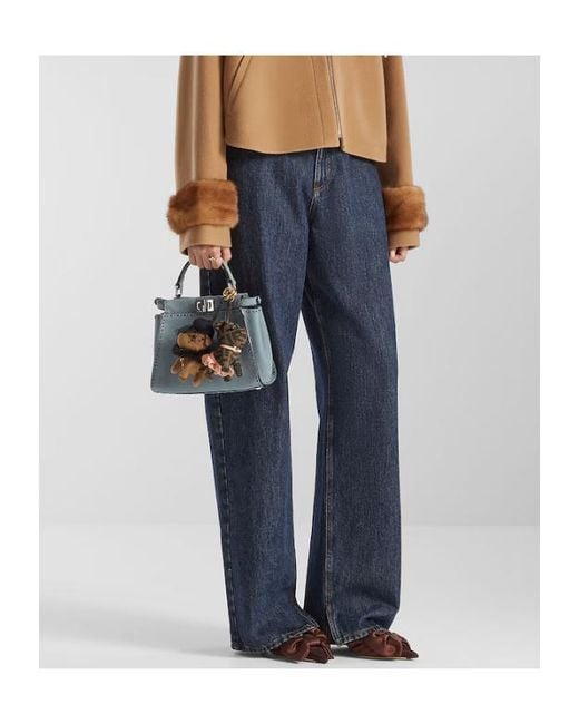 Fendi Blue Logo Patch Straight-Leg Jeans