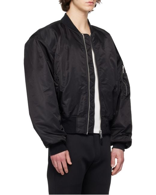 Entire studios Black Cropped Broad Bomber Jacket for men