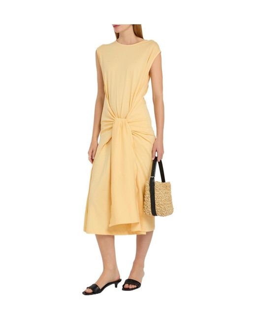 Totême  Metallic Tie-Waist Jersey Midi Dress