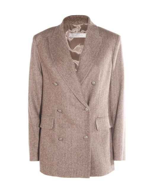Antonelli Brown Double-Breasted Long-Sleeved Jacket