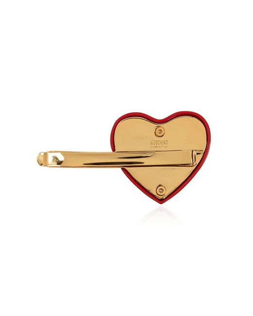 Moschino Red Heart Palque Hair Clip