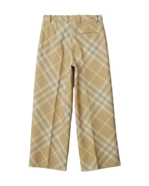 Burberry Natural Checked Wool Trousers