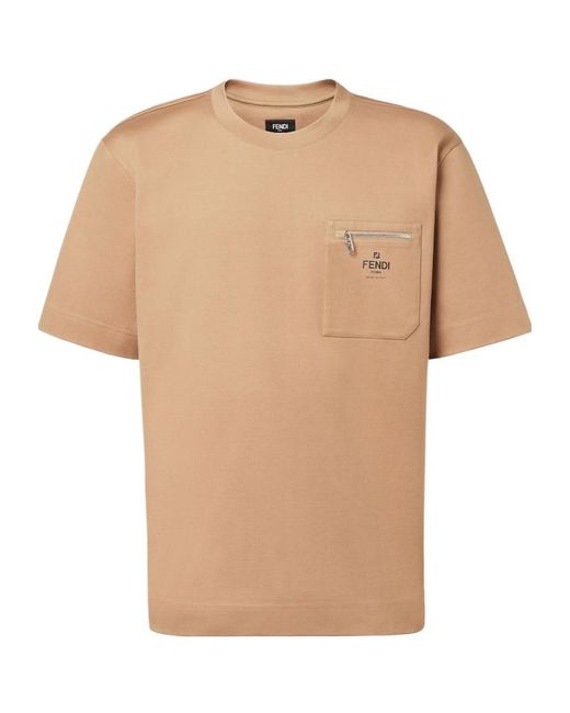 Fendi Natural Light Cotton T-Shirt for men