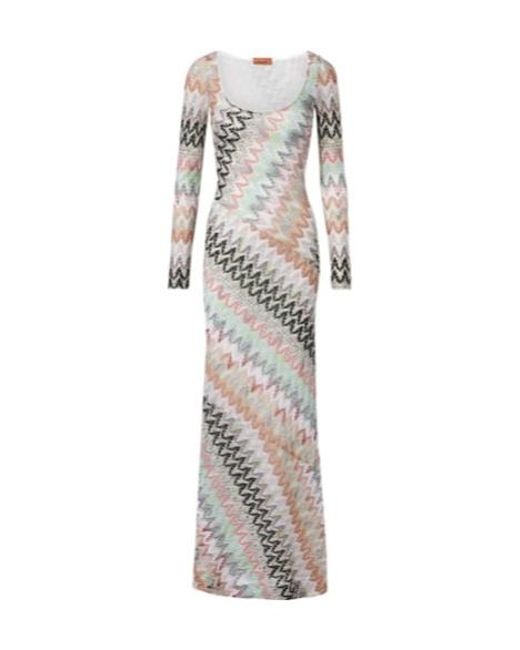Missoni White Zigzag Lamé Maxi Dress